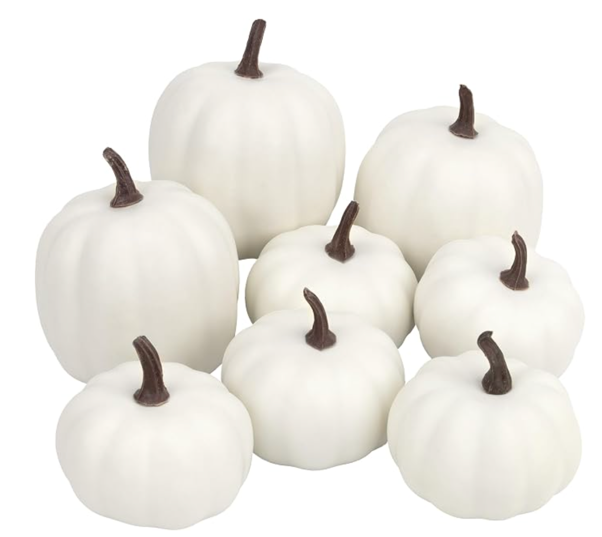 Pumpkin Decor - White Artificial Pumpkins - 8 PCS Foam